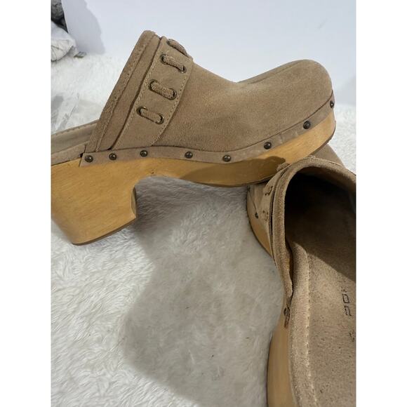 Vintage Suede Wood Heel Clog Mule "Made in Brazil" Size 9 Preowned Good - Picture 5 of 8